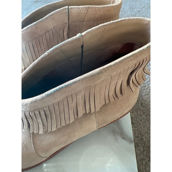JOIE MAKENA BEIGE BUFF CALF SUEDE FRINGE ANKLE BOOTIE - EU 40 - US 9 - Picture 6 of 10